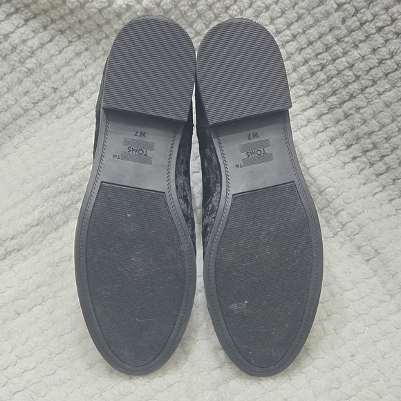 TOMS Ella Chelsea Ankle Boots Women's Sz 7W Black Velvet Boho Comfort Booties - Picture 8 of 11